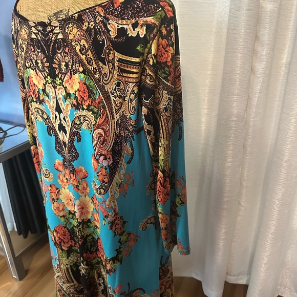 Eva Varro Blue Sheath Dress with 3/4 Sleeves for Cocktail - Picture 4 of 5